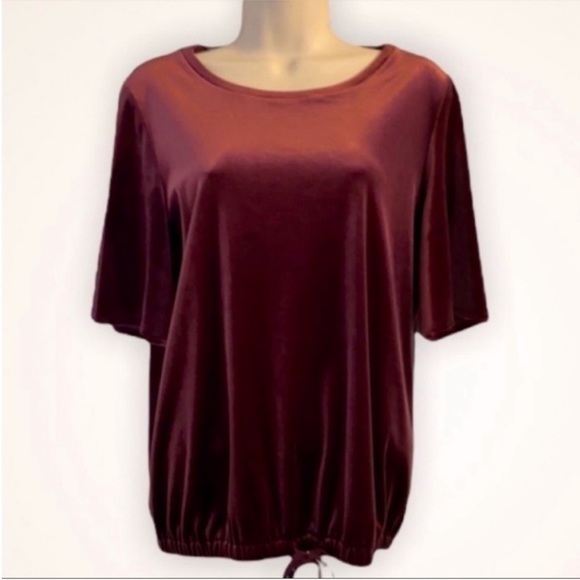 LOFT Tops - LOFT VELOUR TOP TIE WAIST EUC
